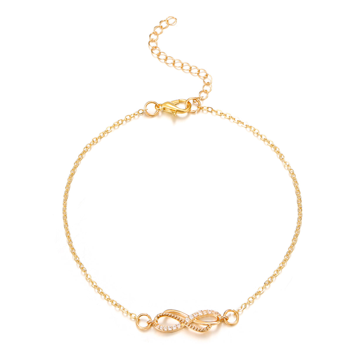 Pulseira feminina de amor infinito banhado em ouro