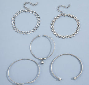 Conjunto de 5 peças de pulseira feminina com miçangas